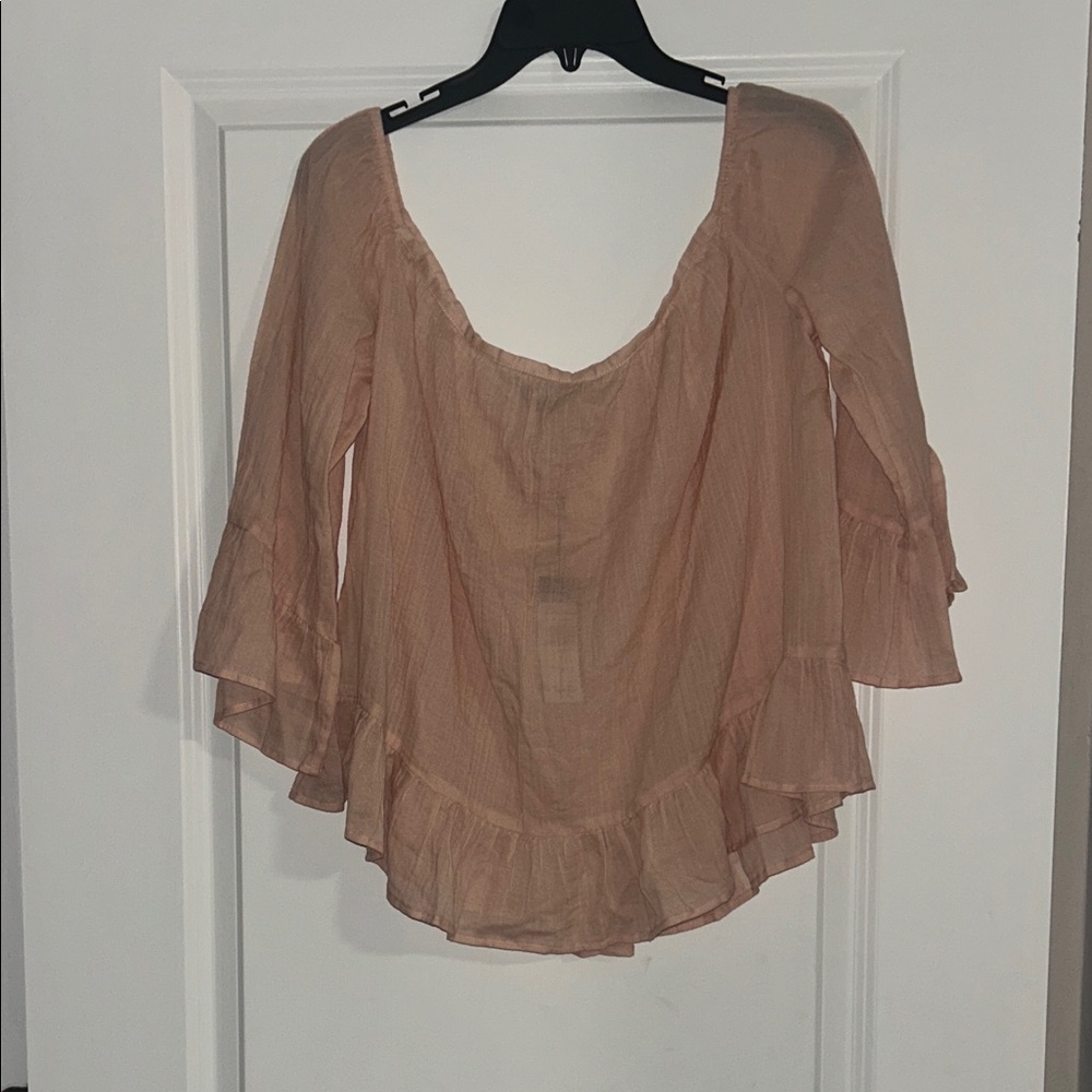 BCBGMaxAzria Light Pink Ruffle Blouse